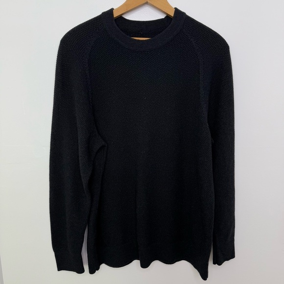 LULULEMON Men’s Heathered Black Textured Knit Crewneck Sweater - Picture 2 of 5